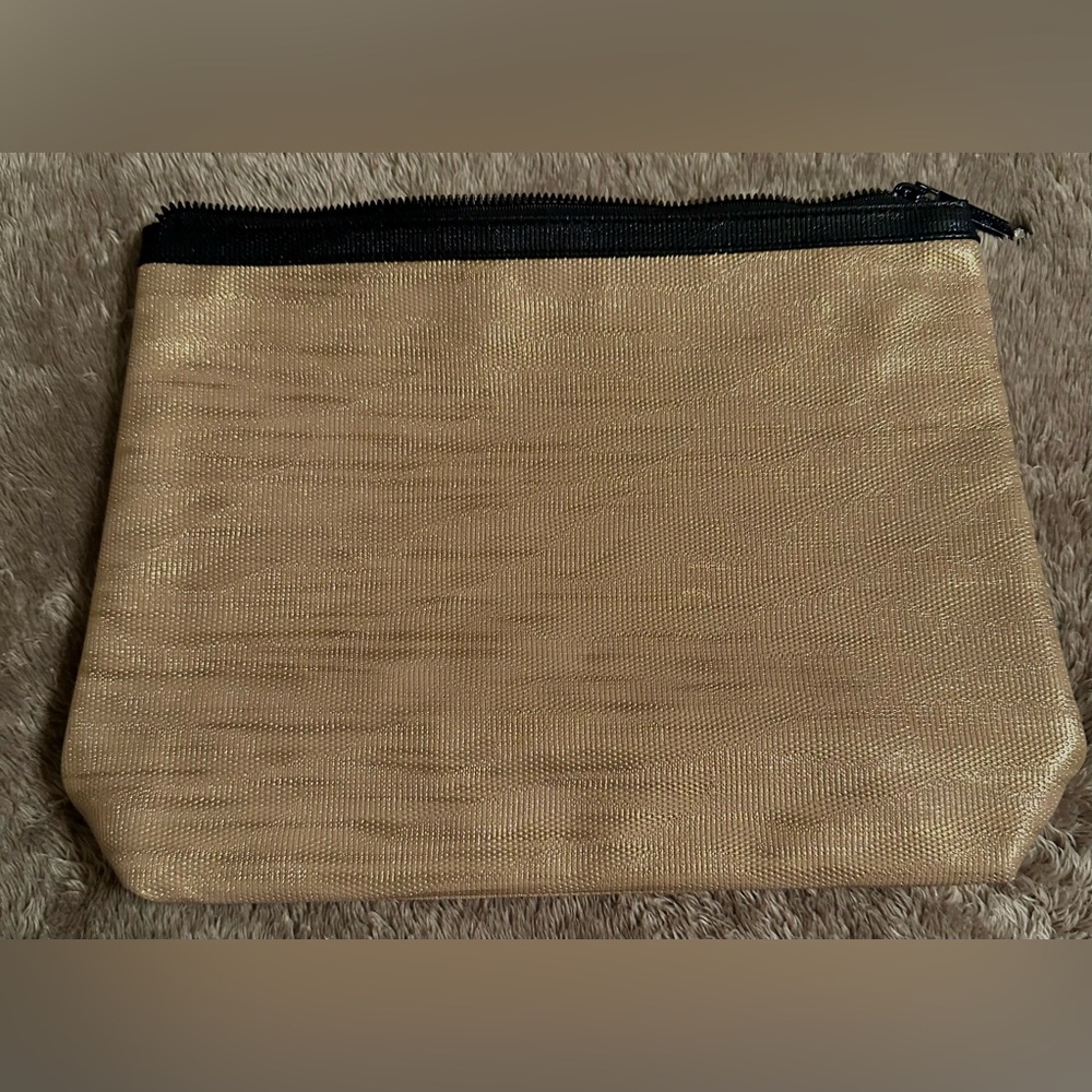 Lancôme Gold Zipper Pouch with Black Trim